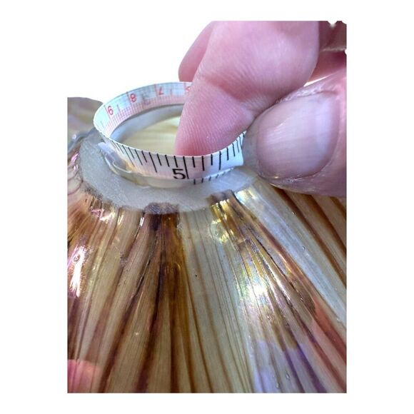 Vtg Large 15" Iridescent Pulled Feather Art Glass Lampshade Ruffled Shade - Picture 7 of 15